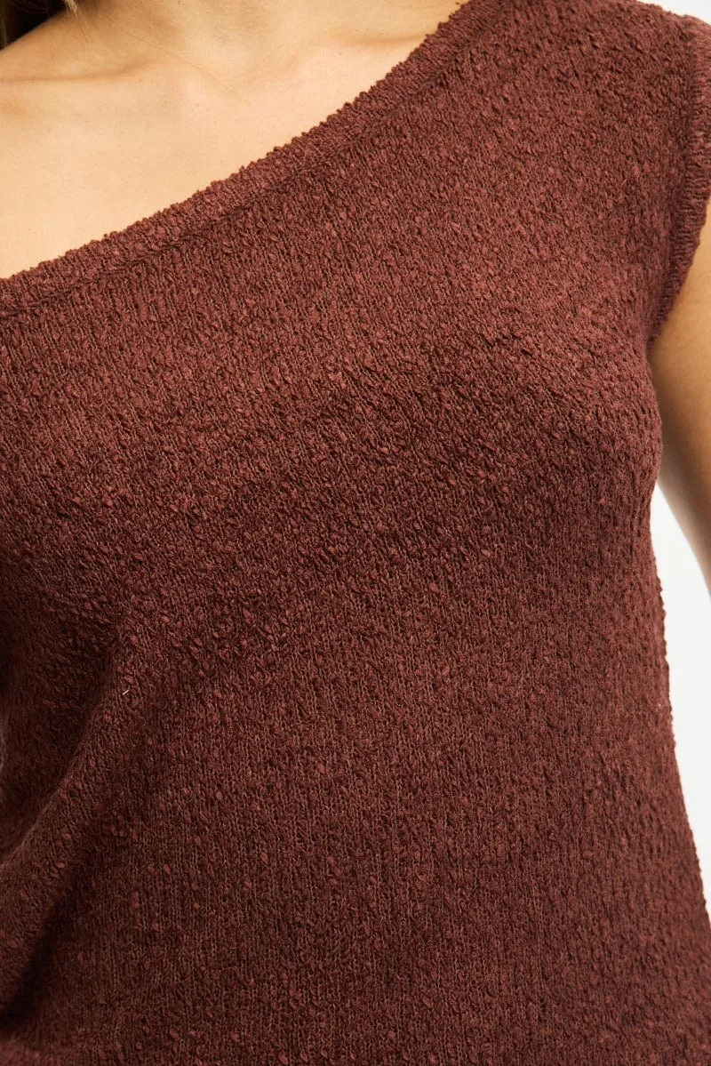 Brown Asymmetrical Knit Top sold by Ally Fashion product image thumbnail 5