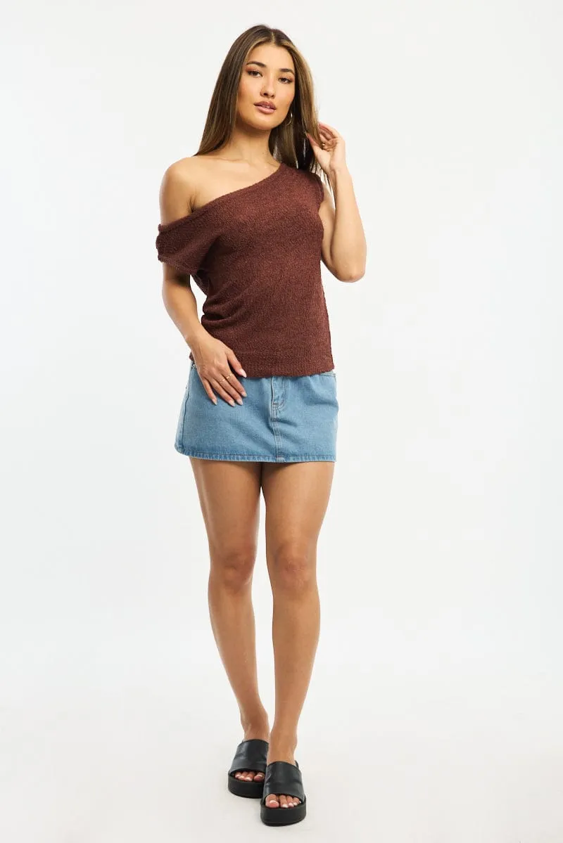 Brown Asymmetrical Knit Top sold by Ally Fashion product image thumbnail 2