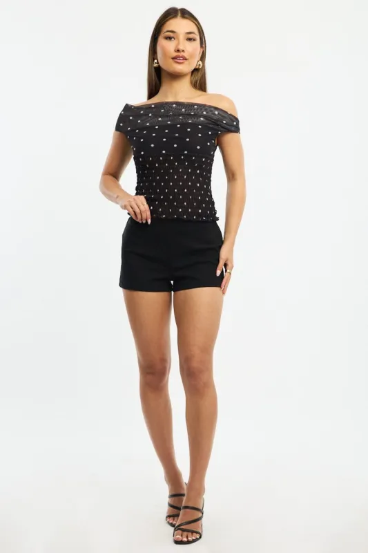 Black Low Rise Short Side Zipper sold by Ally Fashion