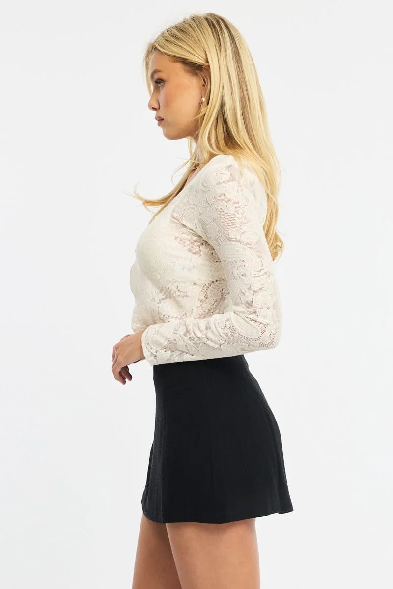 Black Linen Blend Mini Skort High Rise Shorts Lined sold by Ally Fashion product image thumbnail 4