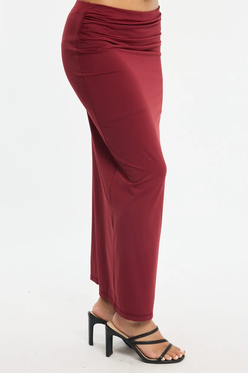 Red Ruched Maxi Skirt Elastic Waist sold by Ally Fashion product image thumbnail 3