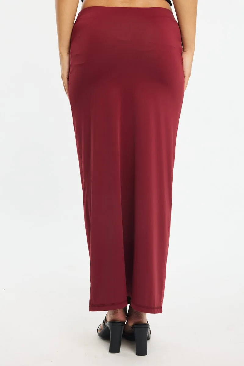 Red Ruched Maxi Skirt Elastic Waist sold by Ally Fashion product image thumbnail 4