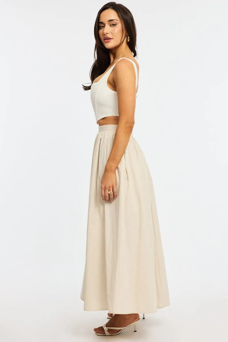 White Maxi Skirt High Rise A-line Volume Cotton sold by Ally Fashion product image thumbnail 3
