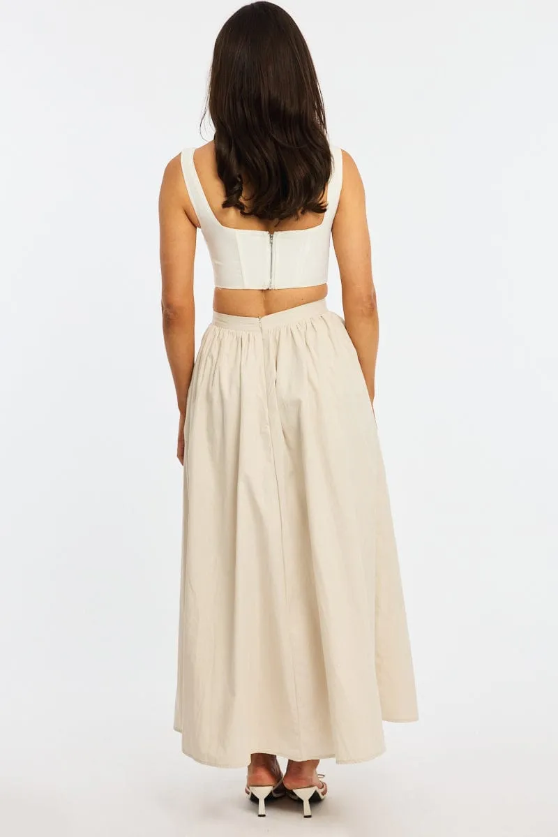 White Maxi Skirt High Rise A-line Volume Cotton sold by Ally Fashion product image thumbnail 4