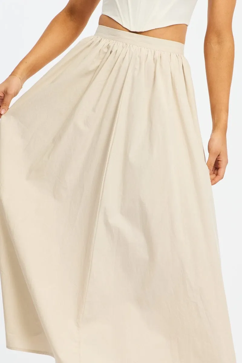 White Maxi Skirt High Rise A-line Volume Cotton sold by Ally Fashion product image thumbnail 5