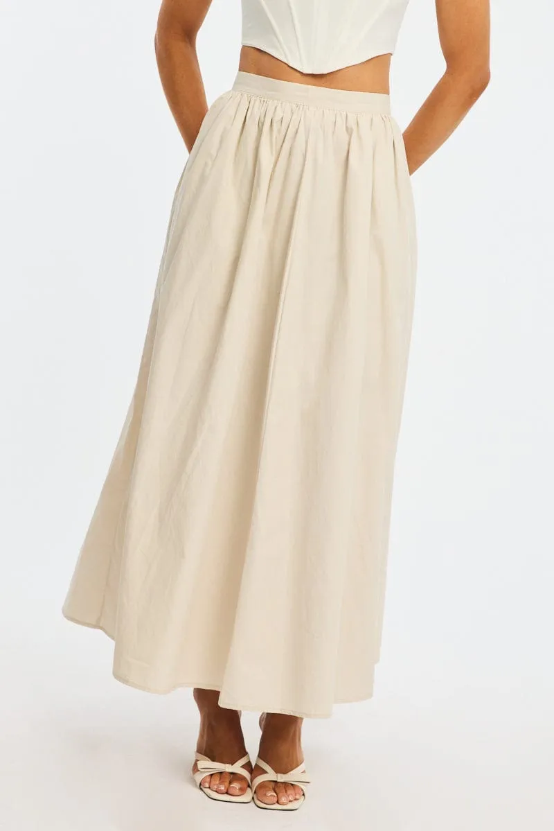 White Maxi Skirt High Rise A-line Volume Cotton sold by Ally Fashion product image thumbnail 2