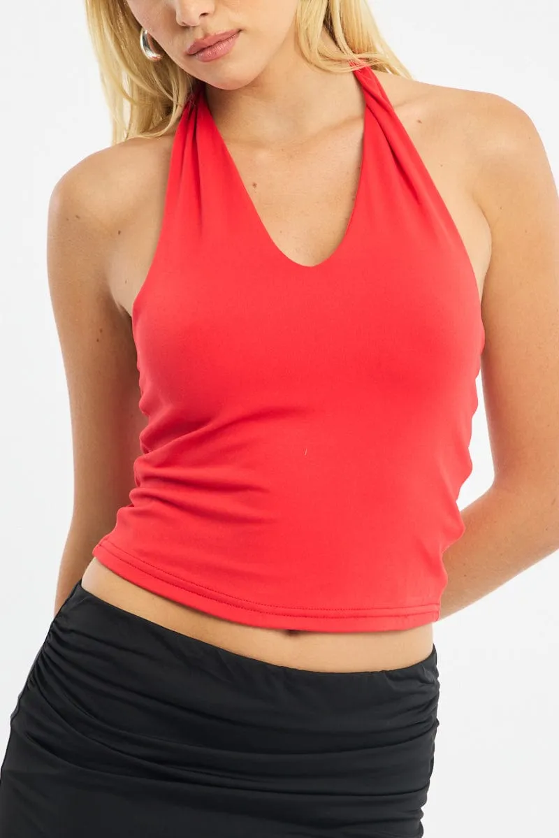 Red Supersoft Halter Neck Top sold by Ally Fashion product image thumbnail 5