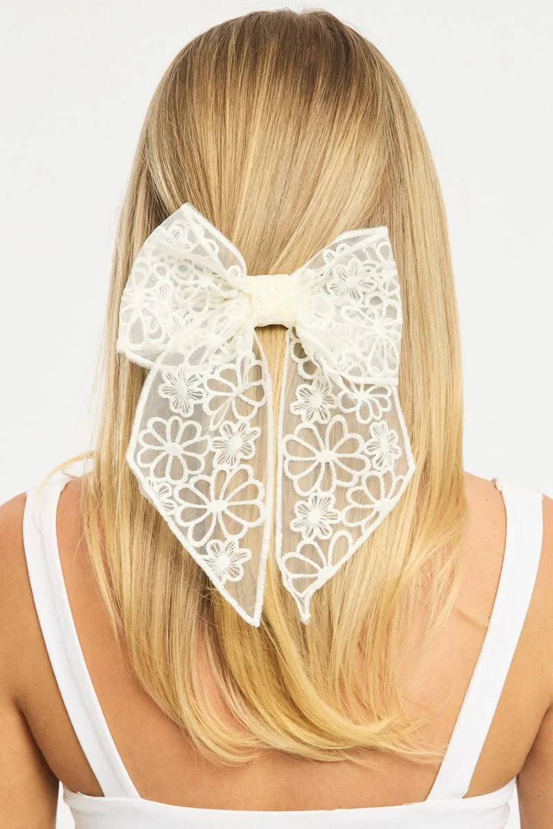 White Lace Hair Bow sold by Ally Fashion product image thumbnail 2
