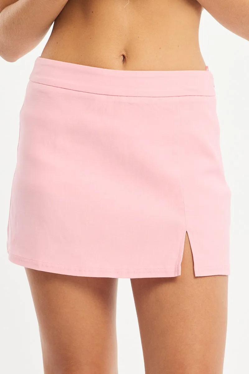 Pink Mini Skort High Rise Front Split Begaline Lined sold by Ally Fashion product image thumbnail 2