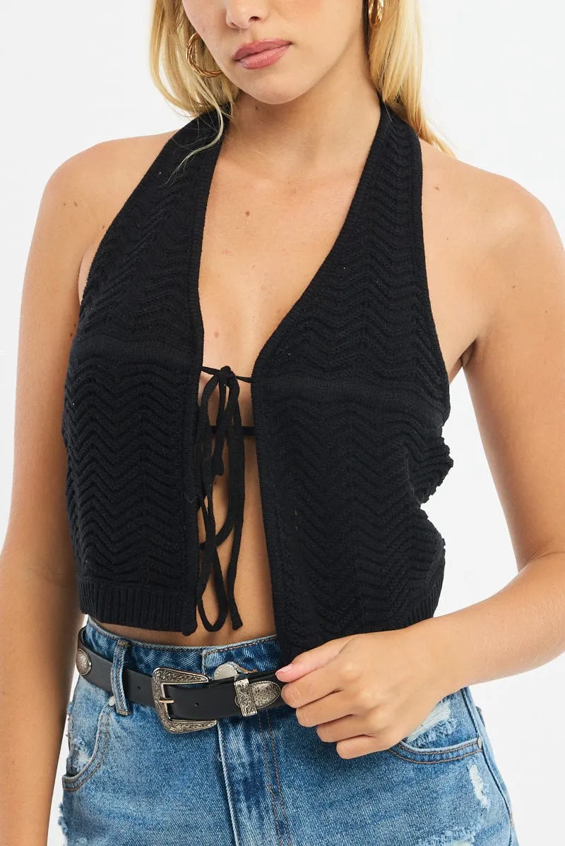 Black Crochet Knit Vest Sleeveless sold by Ally Fashion product image thumbnail 5