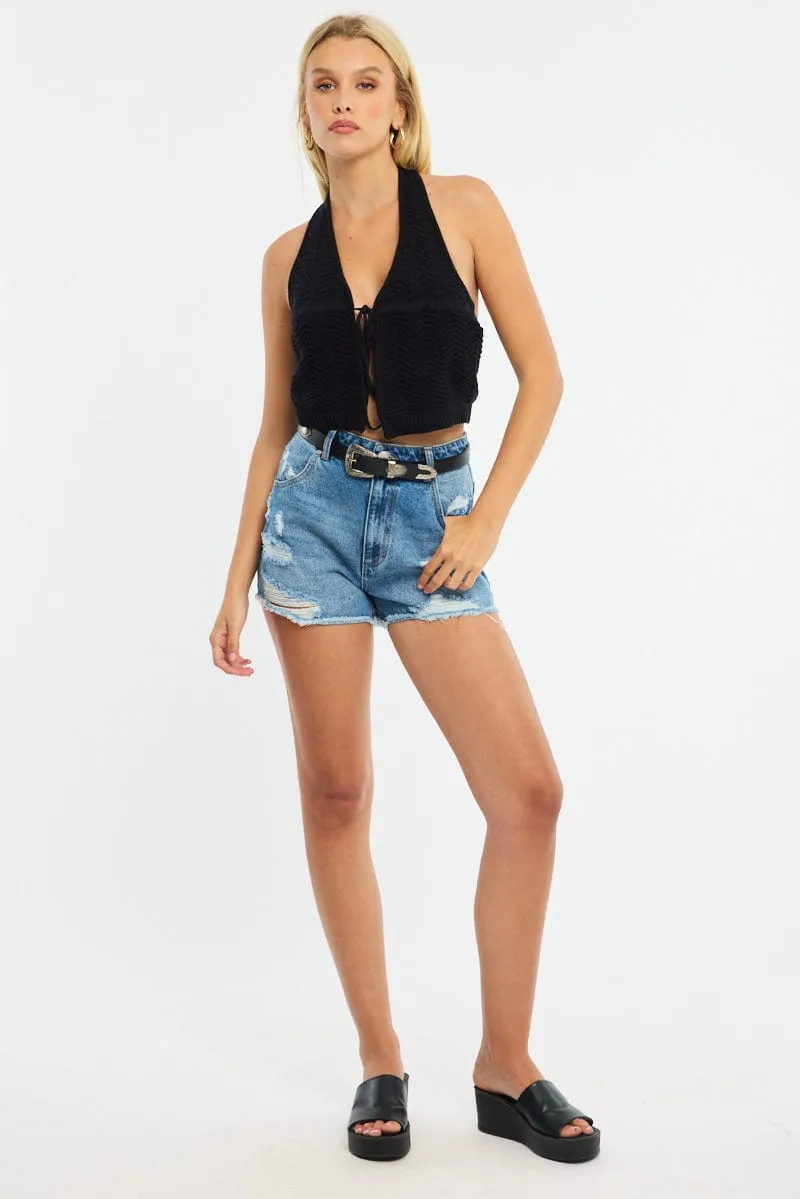 Black Crochet Knit Vest Sleeveless sold by Ally Fashion product image thumbnail 2