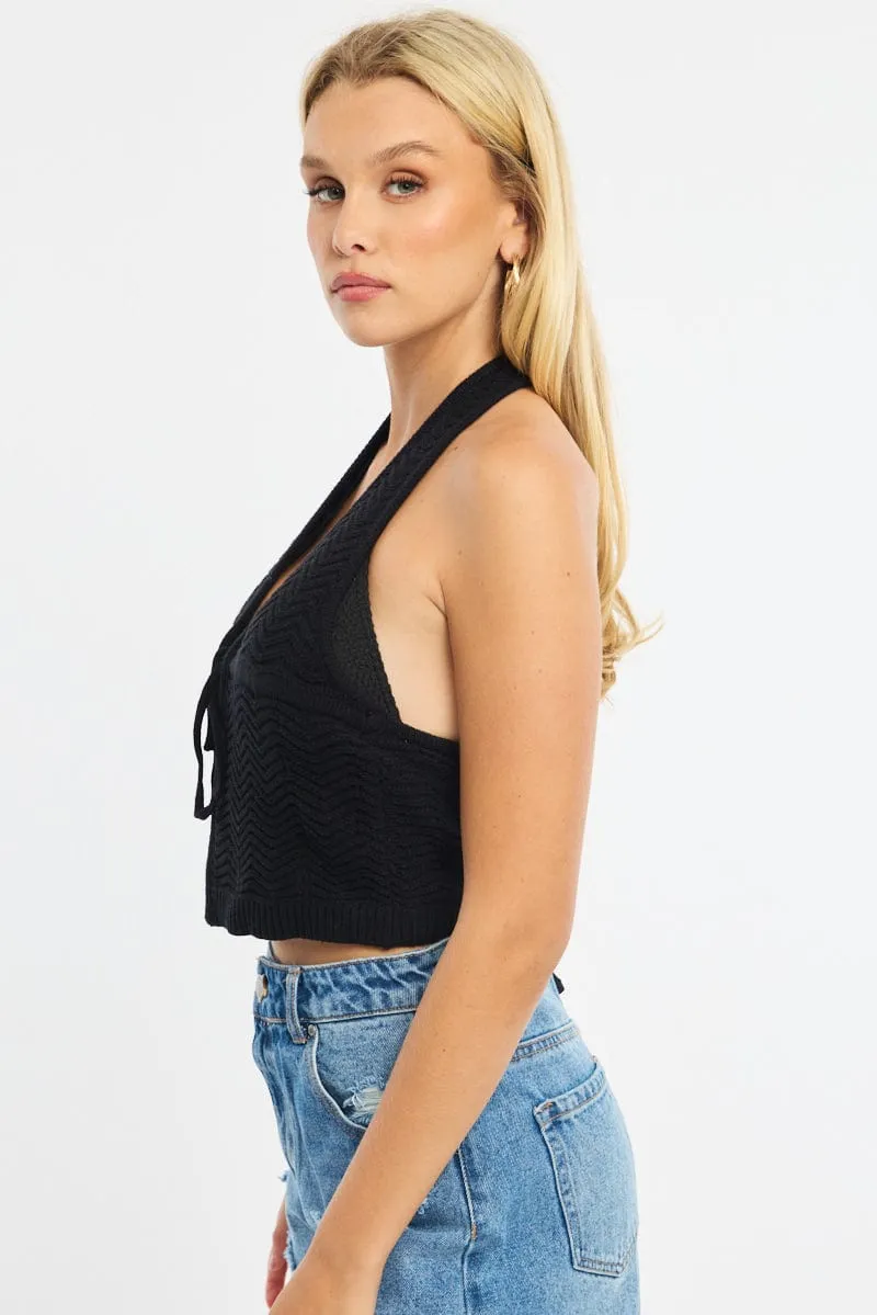 Black Crochet Knit Vest Sleeveless sold by Ally Fashion product image thumbnail 3