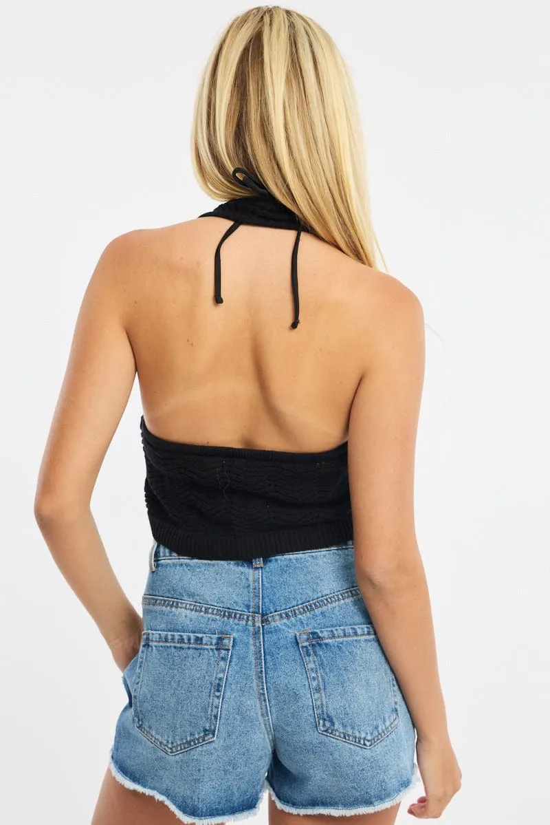 Black Crochet Knit Vest Sleeveless sold by Ally Fashion product image thumbnail 4