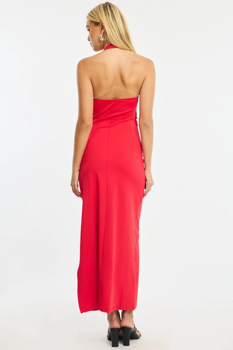 Red Maxi Dress Halter Neck sold by Ally Fashion product image thumbnail 4