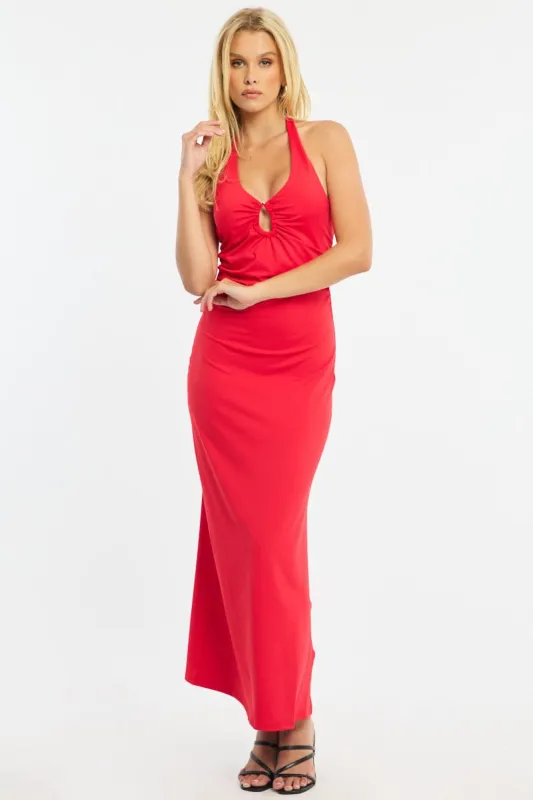 Red Maxi Dress Halter Neck sold by Ally Fashion