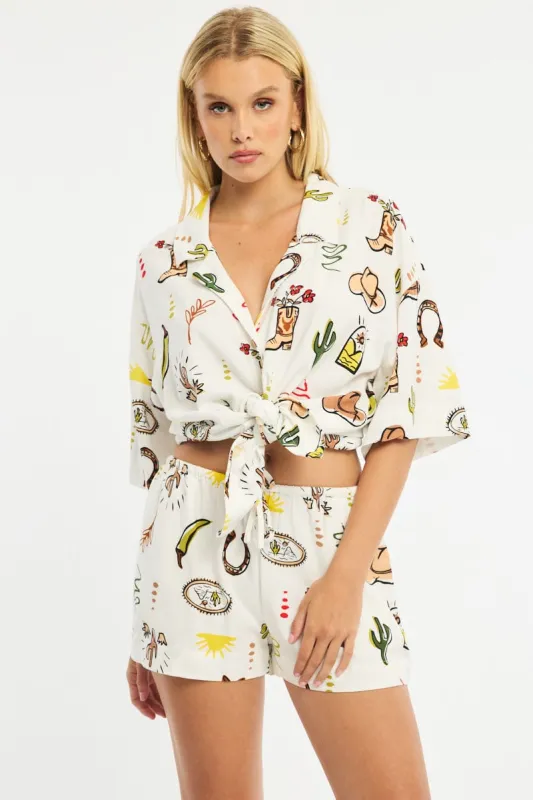 Multi Abstract Shorts Mid Rise sold by Ally Fashion