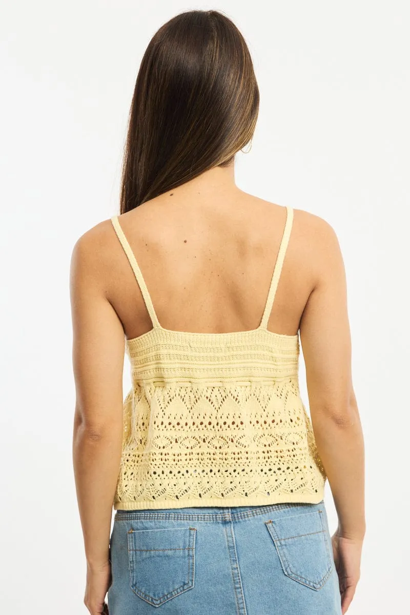 Yellow Crochet Top Tie Front sold by Ally Fashion product image thumbnail 4