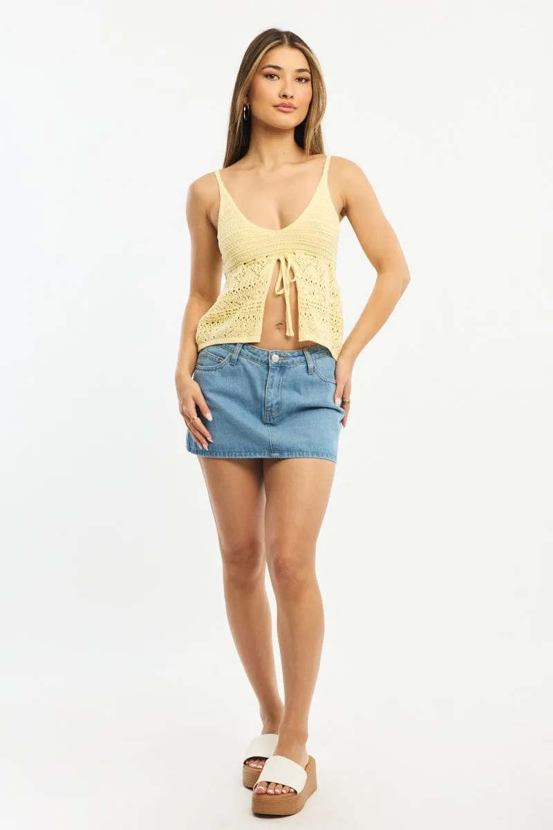 Yellow Crochet Top Tie Front sold by Ally Fashion product image thumbnail 2