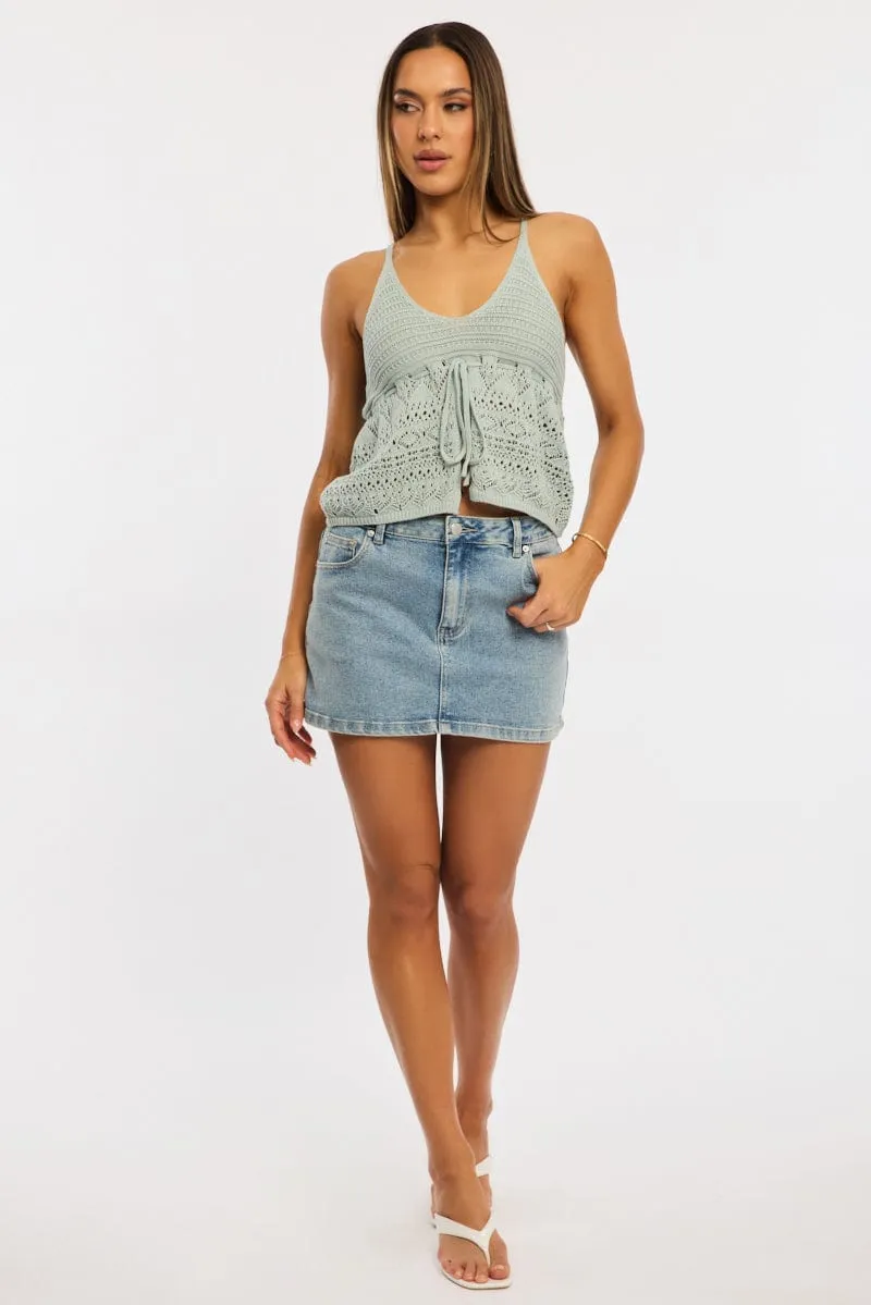 Green Crochet Top Tie Front sold by Ally Fashion product image thumbnail 2