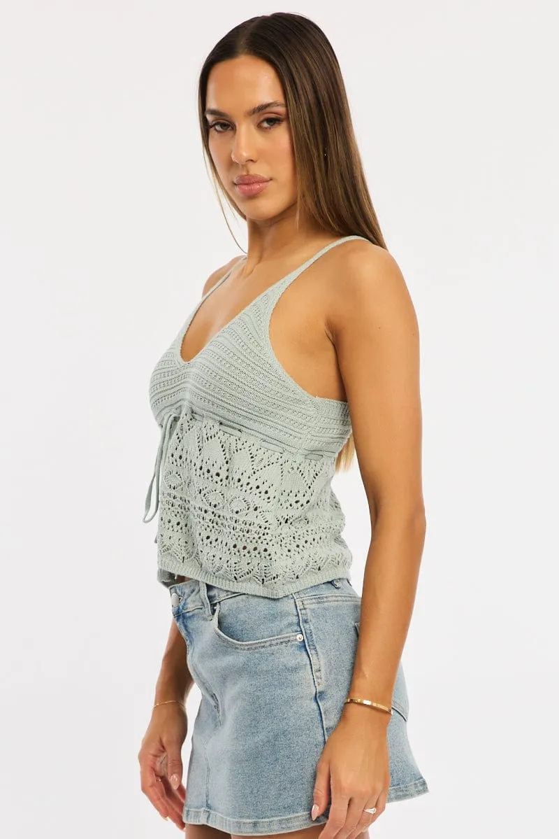 Green Crochet Top Tie Front sold by Ally Fashion product image thumbnail 3