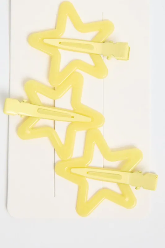 Yellow 3 Pack Star Hair Clips sold by Ally Fashion