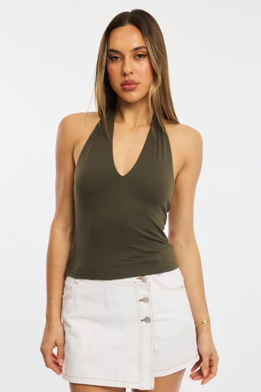 Green Supersoft Halter Neck Top sold by Ally Fashion