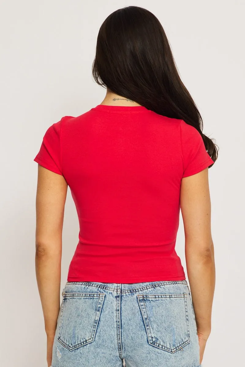 Red Graphic Tee Short Sleeve sold by Ally Fashion product image thumbnail 4