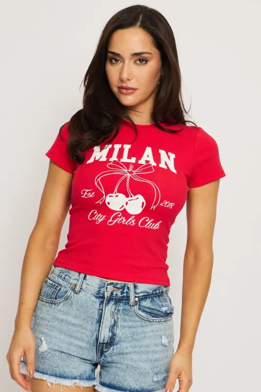 Red Graphic Tee Short Sleeve sold by Ally Fashion