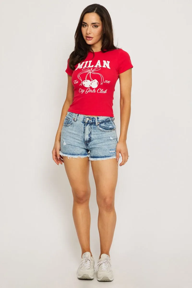 Red Graphic Tee Short Sleeve sold by Ally Fashion product image thumbnail 2