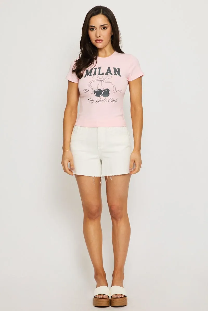 Pink Graphic Tee Short Sleeve sold by Ally Fashion product image thumbnail 2