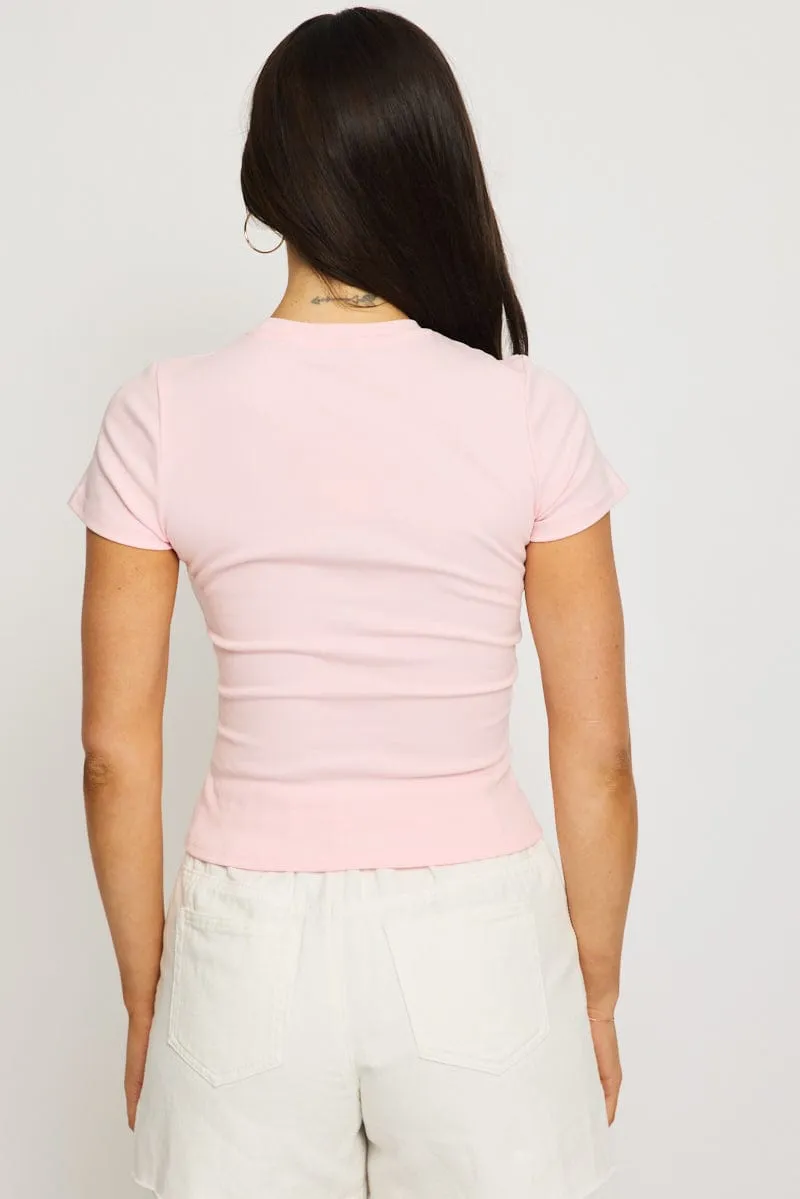 Pink Graphic Tee Short Sleeve sold by Ally Fashion product image thumbnail 4