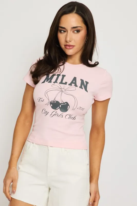Pink Graphic Tee Short Sleeve sold by Ally Fashion