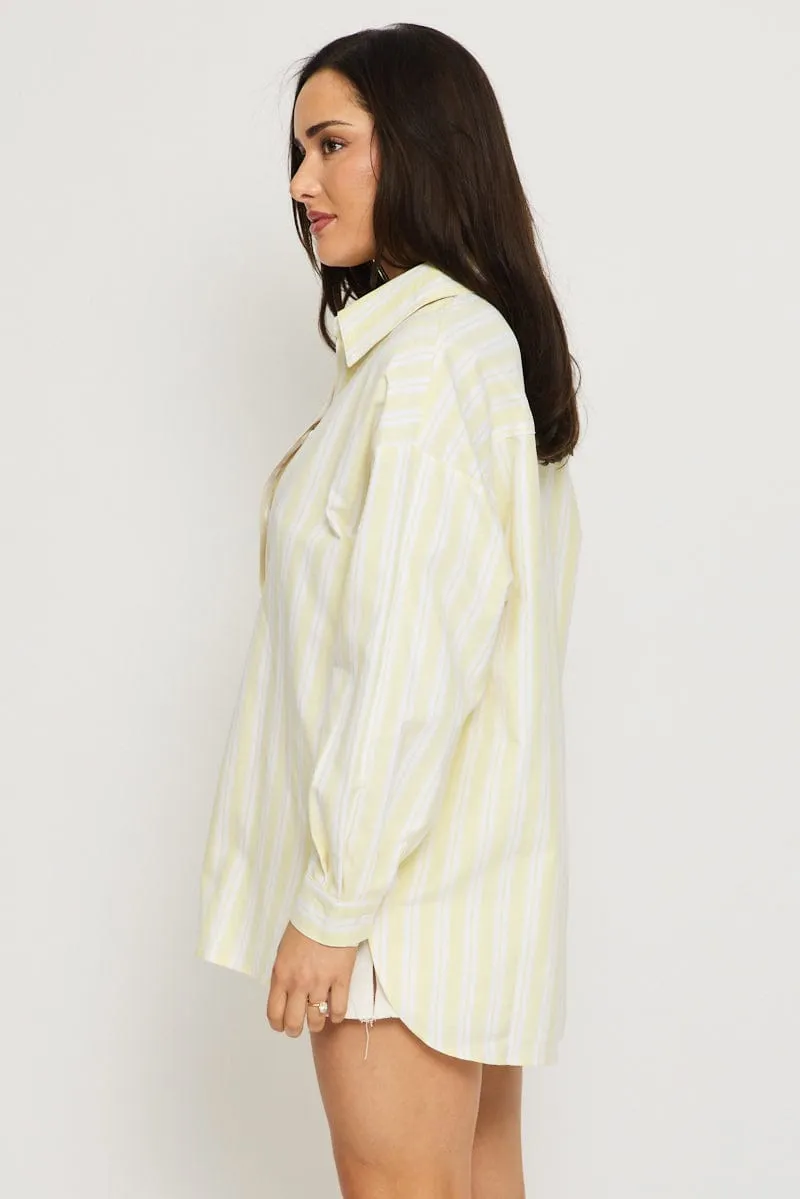 Yellow Stripe Long Sleeve Shirt Button Up Collared sold by Ally Fashion product image thumbnail 3