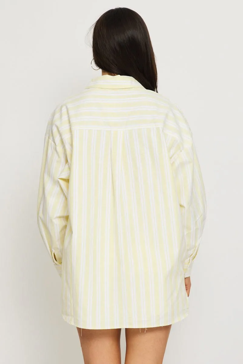Yellow Stripe Long Sleeve Shirt Button Up Collared sold by Ally Fashion product image thumbnail 4