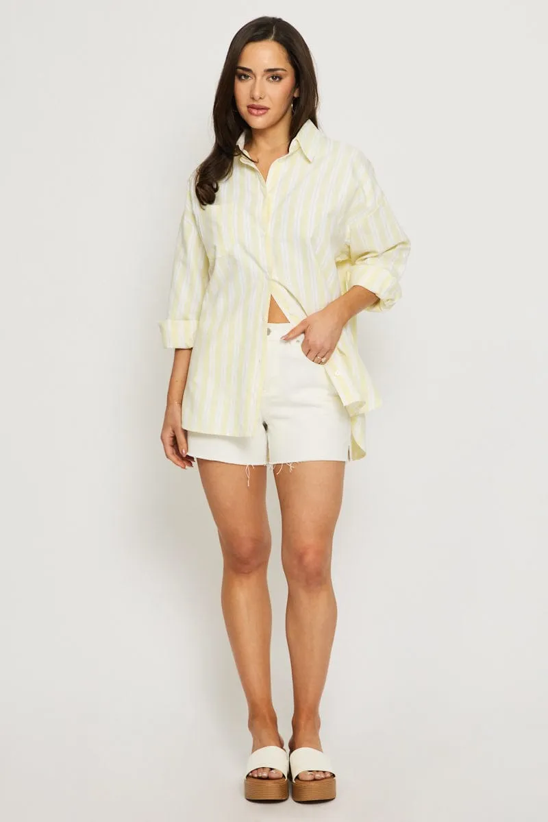 Yellow Stripe Long Sleeve Shirt Button Up Collared sold by Ally Fashion product image thumbnail 2