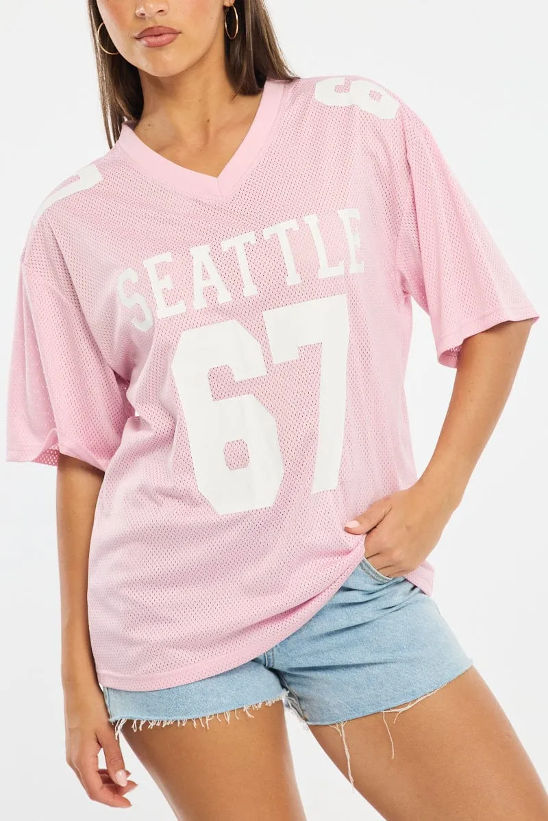 Pink Sport Tee Short Sleeve sold by Ally Fashion product image thumbnail 5