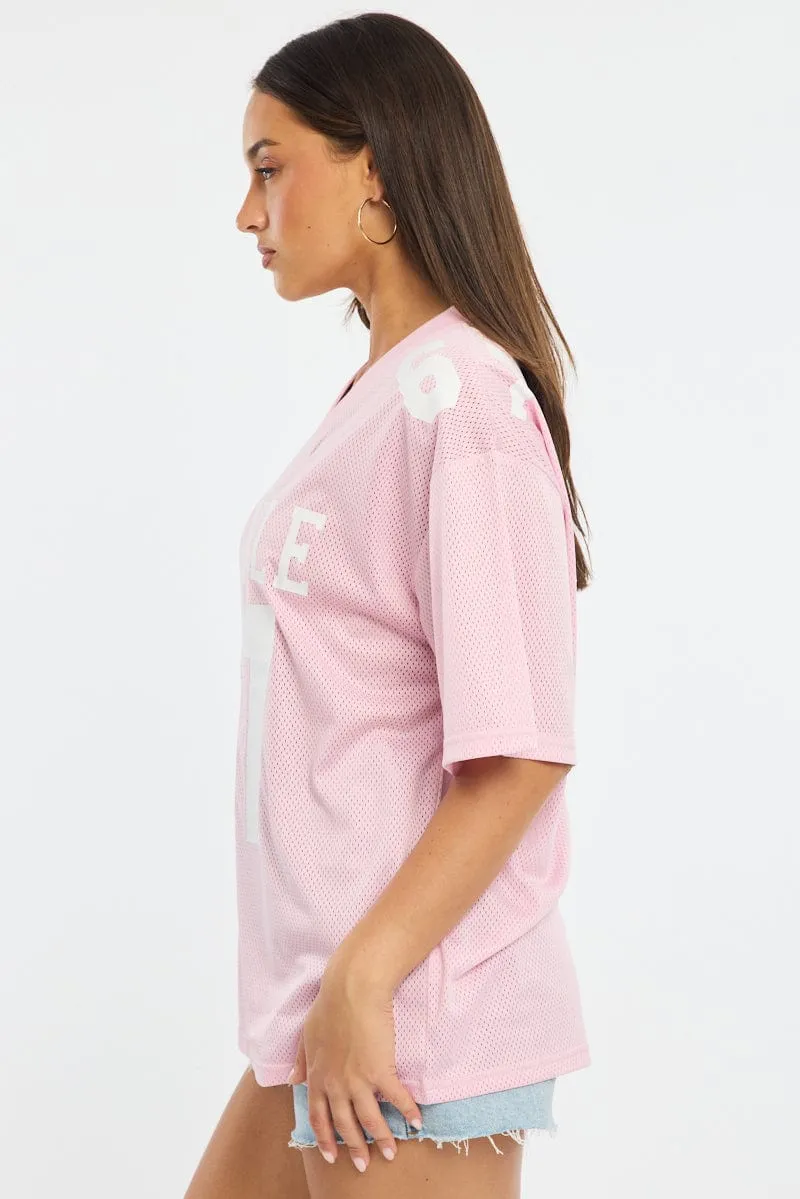 Pink Sport Tee Short Sleeve sold by Ally Fashion product image thumbnail 3