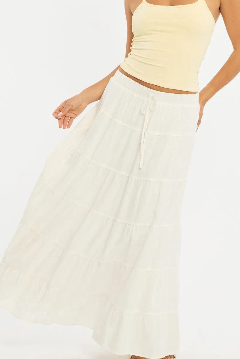 White Maxi Skirt Tiered High Rise Linen Blend sold by Ally Fashion product image thumbnail 5