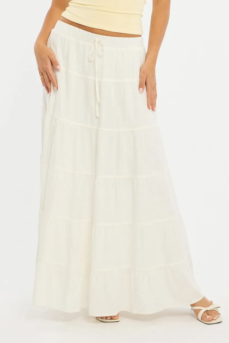 White Maxi Skirt Tiered High Rise Linen Blend sold by Ally Fashion product image thumbnail 2