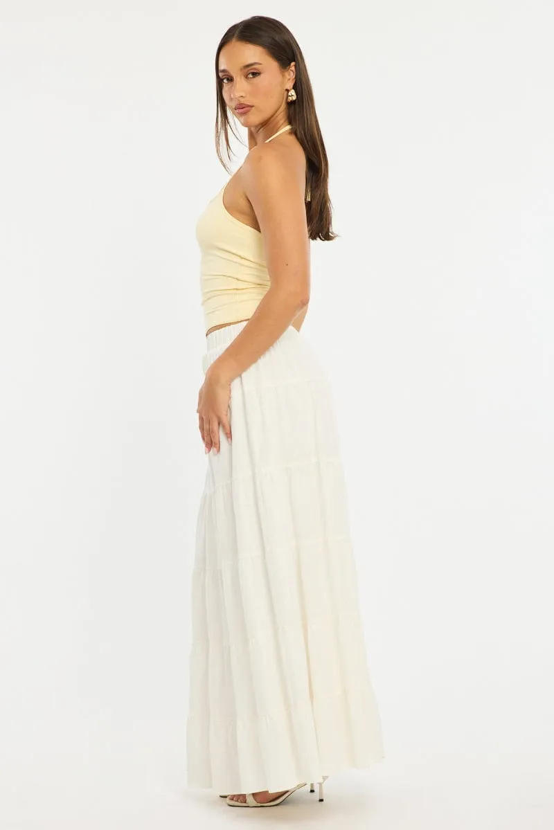White Maxi Skirt Tiered High Rise Linen Blend sold by Ally Fashion product image thumbnail 3