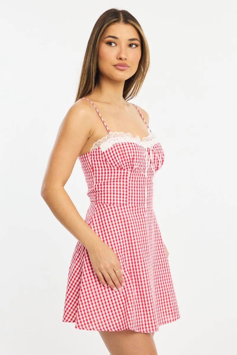 Red Check Mini Dress Strappy sold by Ally Fashion product image thumbnail 3