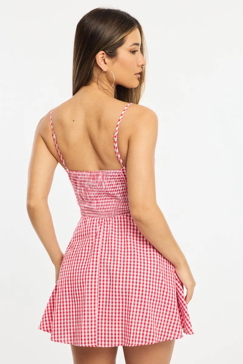 Red Check Mini Dress Strappy sold by Ally Fashion product image thumbnail 4