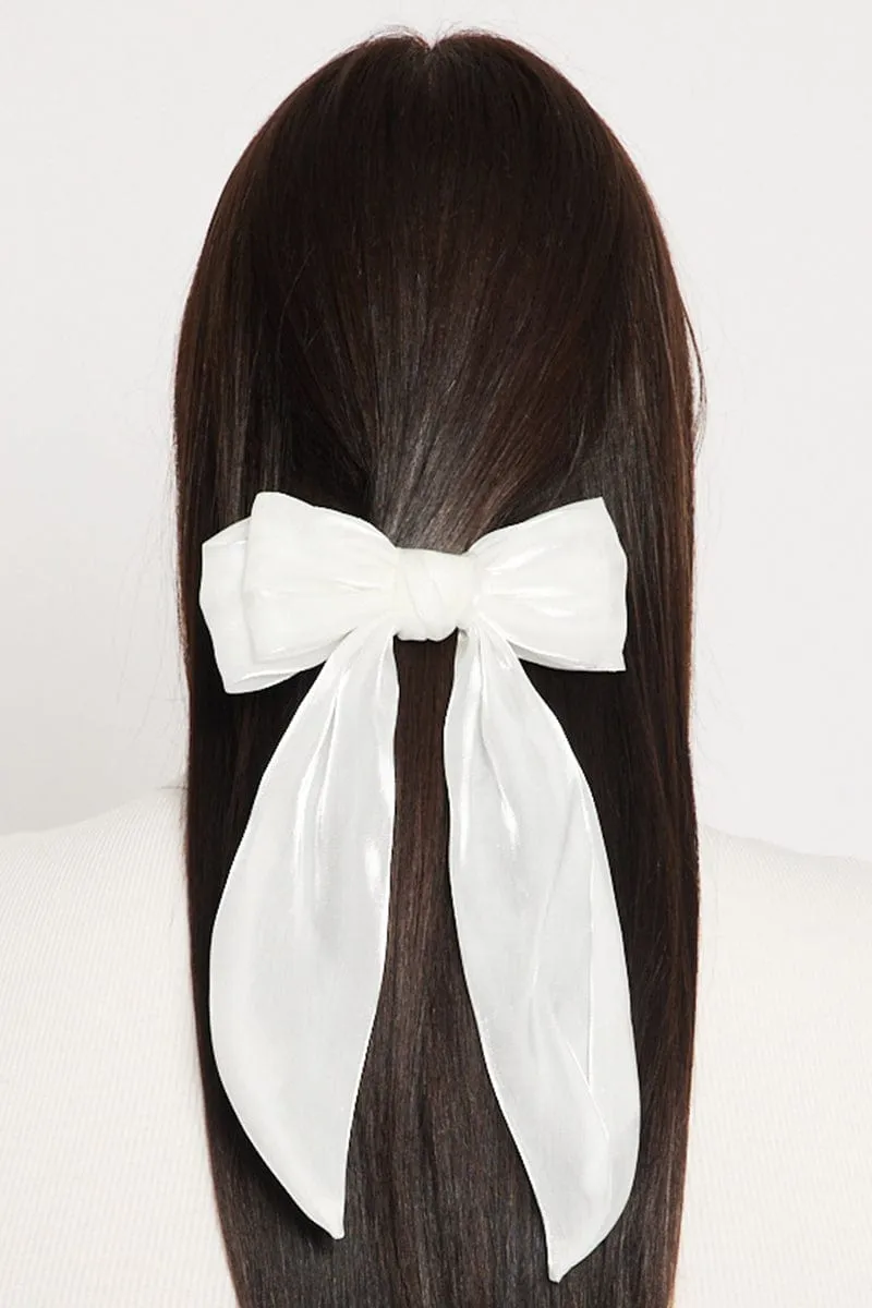 White Bow Hair Clips sold by Ally Fashion