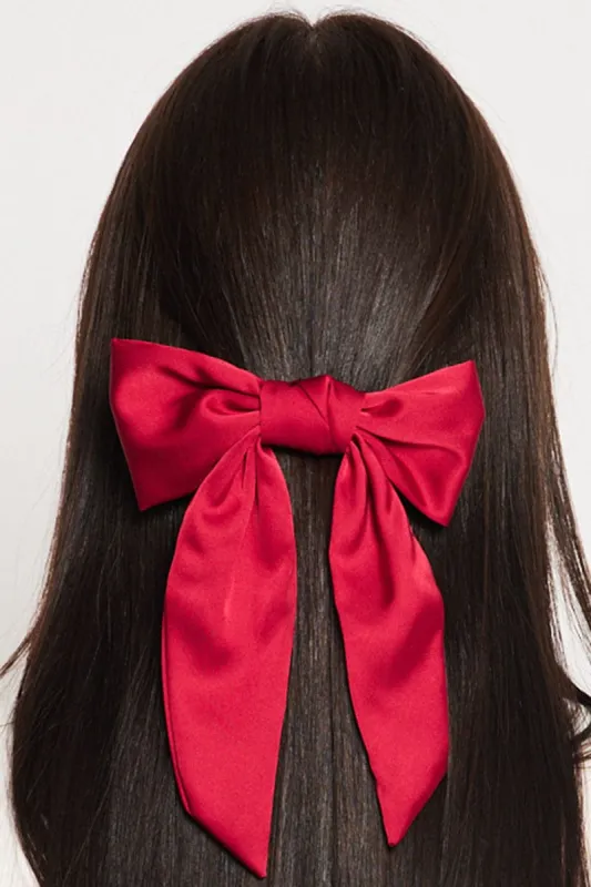 Red Satin Hair Bow sold by Ally Fashion