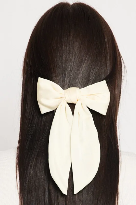 White Satin Hair Bow sold by Ally Fashion