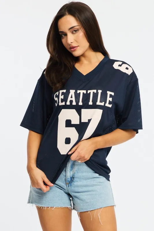 Blue Sport Tee Short Sleeve sold by Ally Fashion