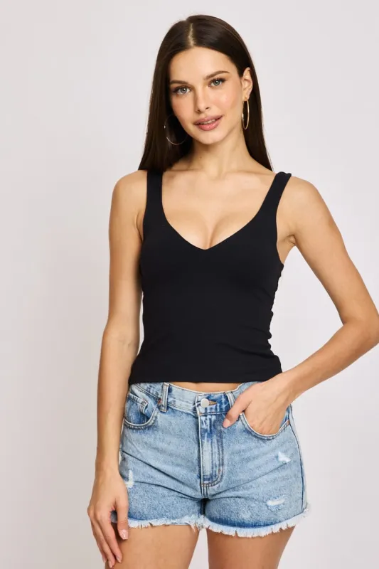 Black Tank Top V-neck Supersoft sold by Ally Fashion