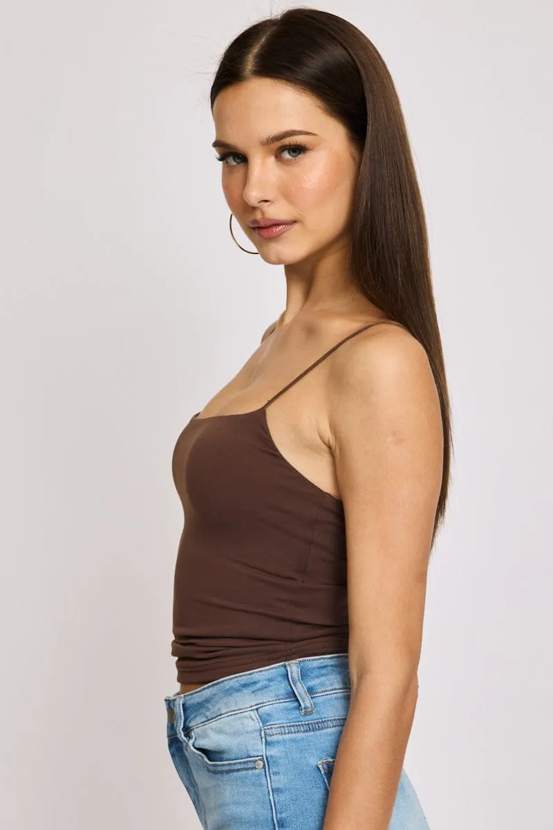Brown Supersoft Singlet Double Layer sold by Ally Fashion product image thumbnail 3
