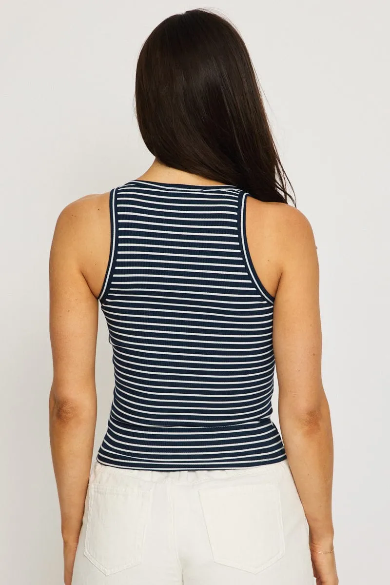 Blue Stripe Striped Tank Sleeveless sold by Ally Fashion product image thumbnail 4