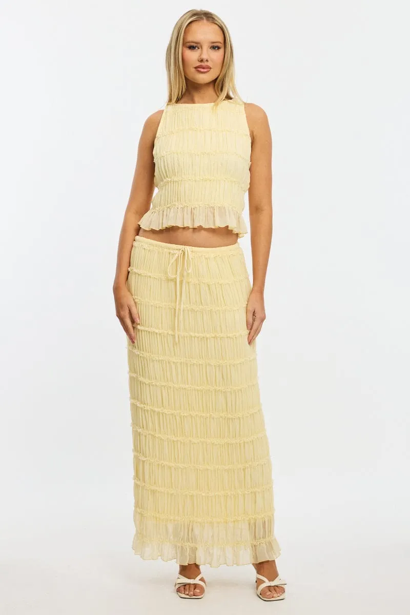 Yellow Shirred Singlet Boat Neck Longline sold by Ally Fashion product image thumbnail 3